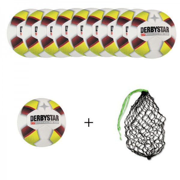 Derbystar Fußball X-Treme Pro S-light Gr.5 Ballpaket (10 Bälle+Ballnetz)
