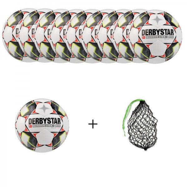 Derbystar Fußball Bundesliga Brillant S-Light Ballpaket (10 Bälle+Ballnetz)