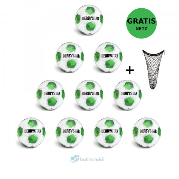 Derbystar Fußball Apus TT DB v26 10er Ballpaket + Ballnetz Gr.5