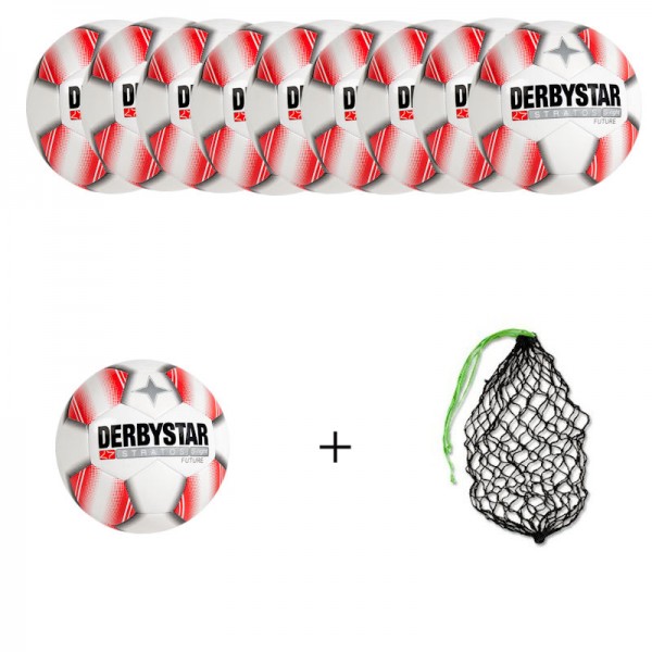Derbystar Fußball Stratos S-Light Future Gr.5 Ballpaket (10 Bälle+Ballnetz)