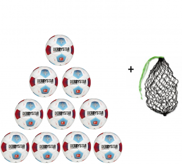 Derbystar Fußball Bundesliga Brillant TT 10er Ballpaket inkl. Ballnetz