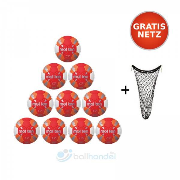 Molten Handball C7 HXC3500-RO / HXC3500-BW 10er Ballpaket inkl. Ballnetz