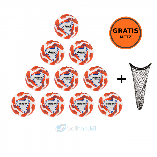 Uhlsport Fußball 290 Ultra Lite Addglue 10er Ballpaket + Ballnetz