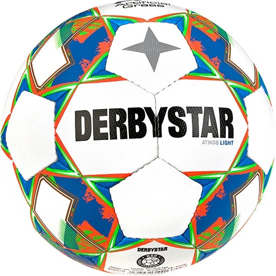 Derbystar Fußball Atmos light AG v23 10er Ballpaket inkl. Ballnetz Orange/Blau