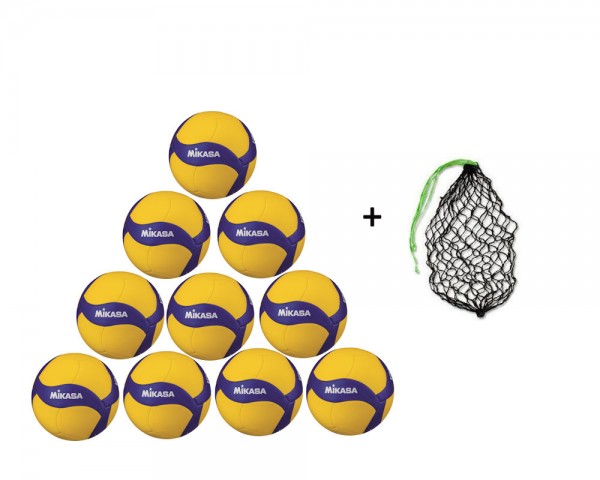 Mikasa Volleyball V200W-DVV 1150 10er Ballpaket inkl. Ballnetz