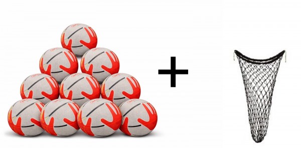 Baden Basketball Skill Shooter 10er Ballpaket + Ballnetz grau/rot Gr.5