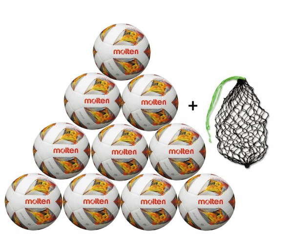 Molten Fußball FXA3129-O - 10er Ballpaket inkl. Ballnetz